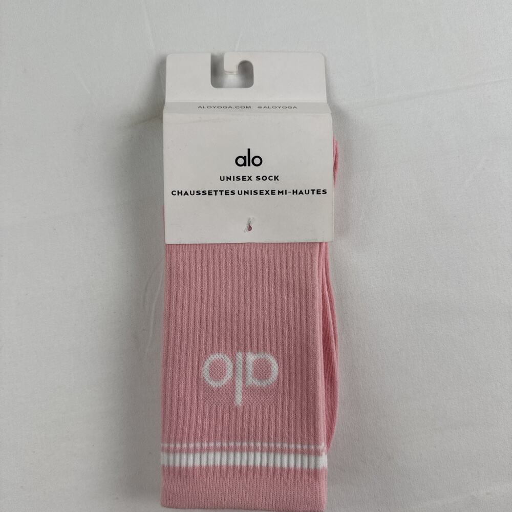 alo Women's Half-Crew Socks Solid Pink Size M Breathable Cotton 1 Pair